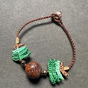 Hand made Dinosaur bone& agate beads, energy for peaceful and wealth